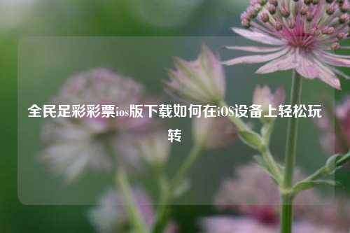 全民足彩彩票ios版下载如何在iOS设备上轻松玩转