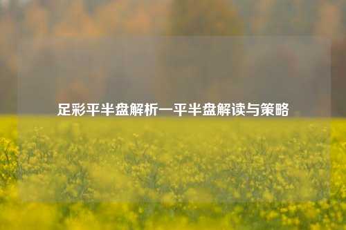 足彩平半盘解析一平半盘解读与策略
