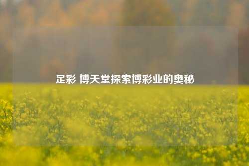 足彩 博天堂探索博彩业的奥秘