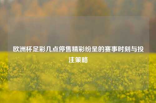 欧洲杯足彩几点停售精彩纷呈的赛事时刻与投注策略