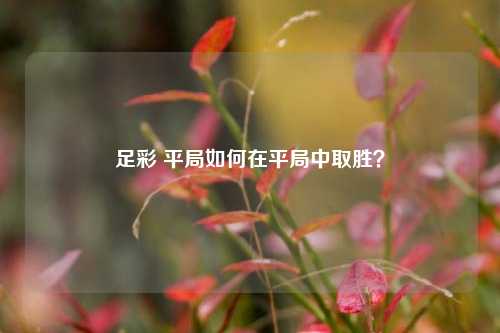 足彩 平局如何在平局中取胜？