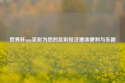 世界杯app足彩为您的足彩投注增添便利与乐趣