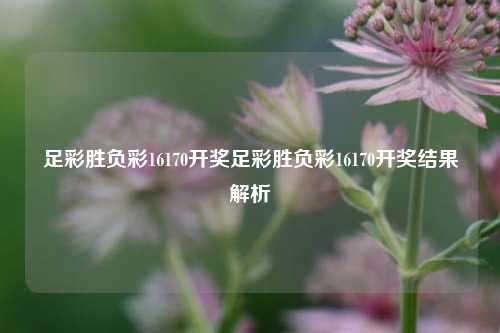 足彩胜负彩16170开奖足彩胜负彩16170开奖结果解析