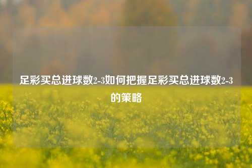 足彩买总进球数2-3如何把握足彩买总进球数2-3的策略