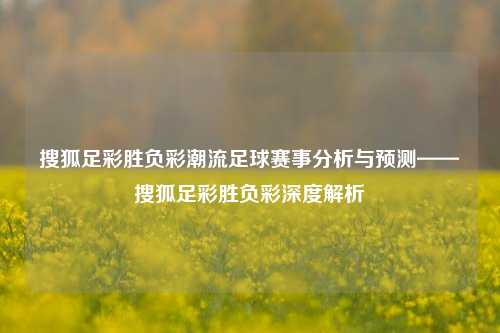搜狐足彩胜负彩潮流足球赛事分析与预测——搜狐足彩胜负彩深度解析