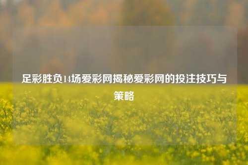 足彩胜负14场爱彩网揭秘爱彩网的投注技巧与策略
