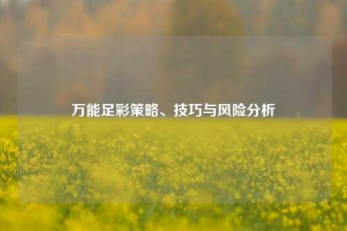 万能足彩策略、技巧与风险分析