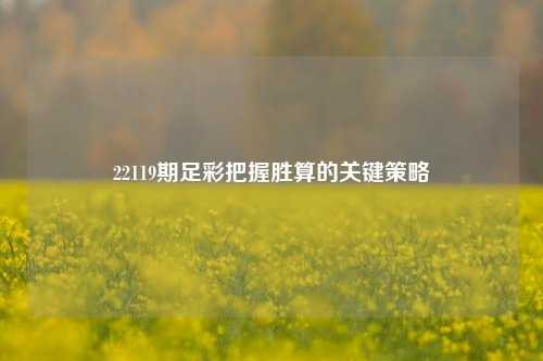 22119期足彩把握胜算的关键策略