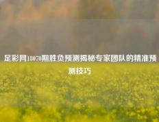 足彩网18070期胜负预测揭秘专家团队的精准预测技巧