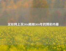 足彩网上买2016揭秘2016年的博彩内幕