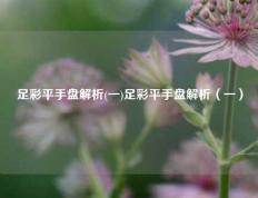 足彩平手盘解析(一)足彩平手盘解析（一）