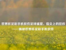 世界杯足彩手机软件足球盛宴，指尖上的狂欢——揭秘世界杯足彩手机软件