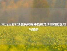 500万足彩14场胜负彩揭秘顶级竞猜游戏的魅力与策略