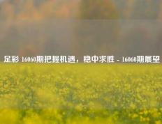 足彩 16060期把握机遇，稳中求胜 - 16060期展望