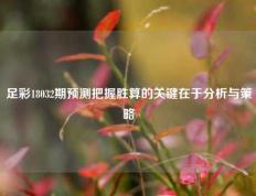 足彩18032期预测把握胜算的关键在于分析与策略