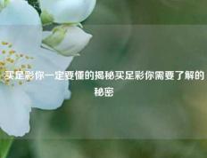 买足彩你一定要懂的揭秘买足彩你需要了解的秘密