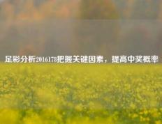 足彩分析2016178把握关键因素，提高中奖概率