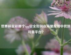 世界杯足彩哪个app安全如何在海量应用中找到可靠平台？