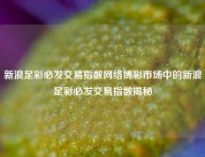 新浪足彩必发交易指数网络博彩市场中的新浪足彩必发交易指数揭秘