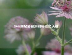20006期足彩预测揭秘胜负关键