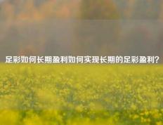 足彩如何长期盈利如何实现长期的足彩盈利？
