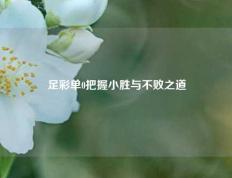 足彩单0把握小胜与不败之道