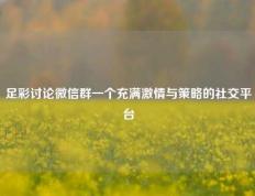 足彩讨论微信群一个充满激情与策略的社交平台