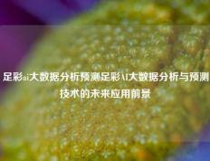 足彩ai大数据分析预测足彩AI大数据分析与预测技术的未来应用前景