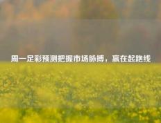 周一足彩预测把握市场脉搏，赢在起跑线
