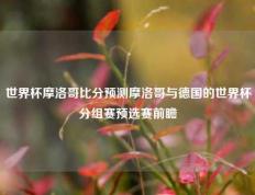 世界杯摩洛哥比分预测摩洛哥与德国的世界杯分组赛预选赛前瞻