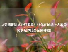 ok竞猜足球比分好消息！让你在球场上大放异彩的足球比分预测神器！