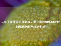 ag电子竞技俱乐部老板AG电子竞技俱乐部老板的辉煌历程与深远影响