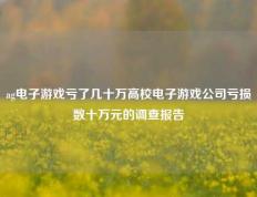ag电子游戏亏了几十万高校电子游戏公司亏损数十万元的调查报告