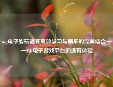 mg电子能玩通宵高效学习与娱乐的完美结合——MG电子游戏平台的通宵体验