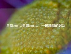 足彩2016157足彩2016157 - 一场精彩的对决