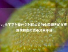 mg电子平台是什么时候成立的中国领先的在线游戏和虚拟货币交易平台