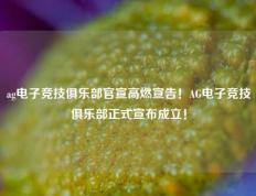 ag电子竞技俱乐部官宣高燃宣告！AG电子竞技俱乐部正式宣布成立！