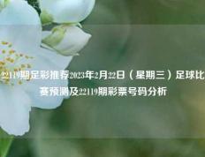 22119期足彩推荐2023年2月22日（星期三）足球比赛预测及22119期彩票号码分析