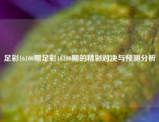足彩16100期足彩16100期的精彩对决与预测分析