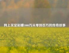 网上买足彩赚1000万从零到百万的传奇故事