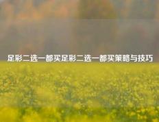 足彩二选一都买足彩二选一都买策略与技巧