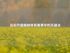 足彩开盘揭秘体育赛事中的关键点