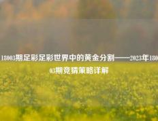 18003期足彩足彩世界中的黄金分割——2023年18003期竞猜策略详解
