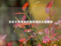 足彩大势预测把握胜算的关键策略
