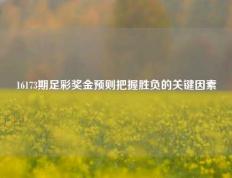 16173期足彩奖金预则把握胜负的关键因素