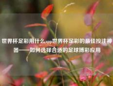 世界杯足彩用什么app世界杯足彩的最佳投注神器——如何选择合适的足球博彩应用
