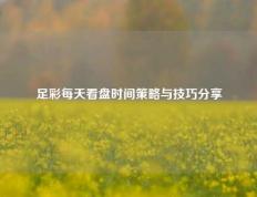 足彩每天看盘时间策略与技巧分享