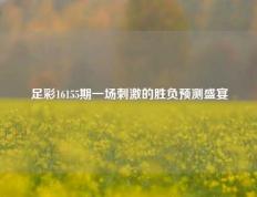 足彩16155期一场刺激的胜负预测盛宴