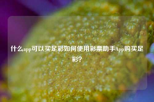 什么app可以买足彩如何使用彩票助手App购买足彩？