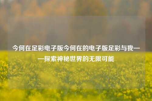 今何在足彩电子版今何在的电子版足彩与我——探索神秘世界的无限可能